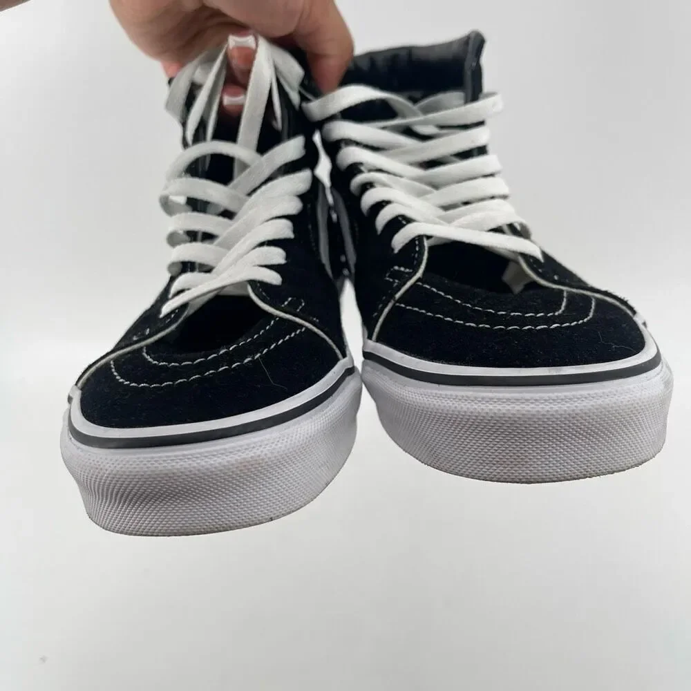 Vans Sk8-Hi Black & White Suede Canvas Sneakers | Unisex M7.5 / W9, Streetwear